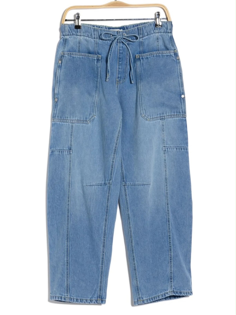 NWT Scotch & Soda The Arc Drawstring Jeans XL Light Wash Barrel Leg Denim - Picture 4 of 13